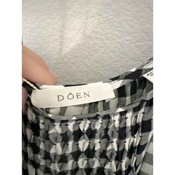 DÔEN Leslie tie-detailed smocked gingham voile midi dress M - Picture 12 of 13